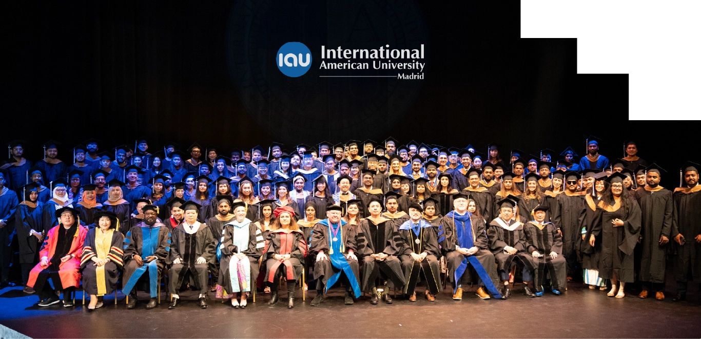 Graduating students at International American University Madrid MBA program in English