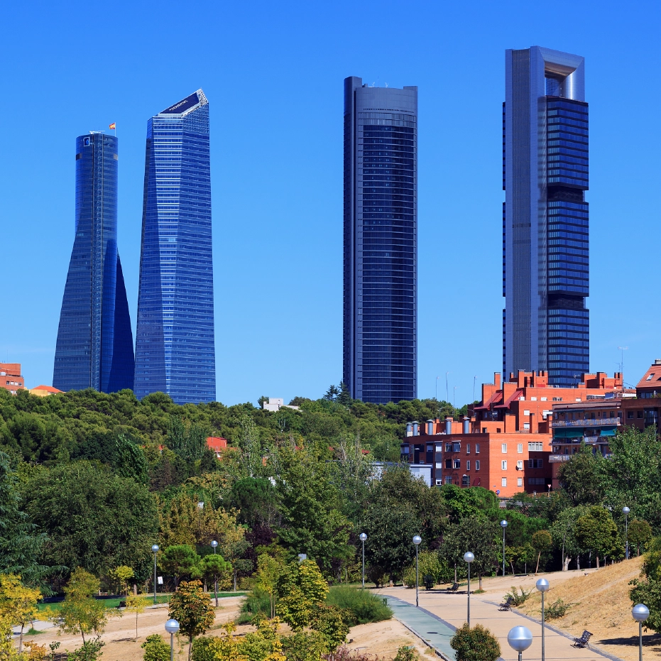 Four Towers business district near IAU Madrid, MBA near Santiago Bernabeu