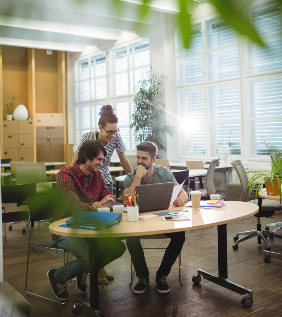 Students collaborating and studying at the American University in Madrid