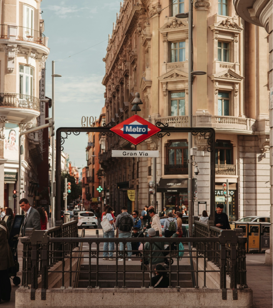 Gran Vía metro station in Madrid, a key location for students pursuing an MBA in Spain from China