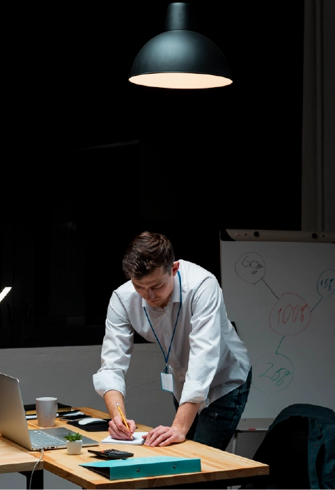 Man working at his desk – On-Campus MBA in Madrid student experience