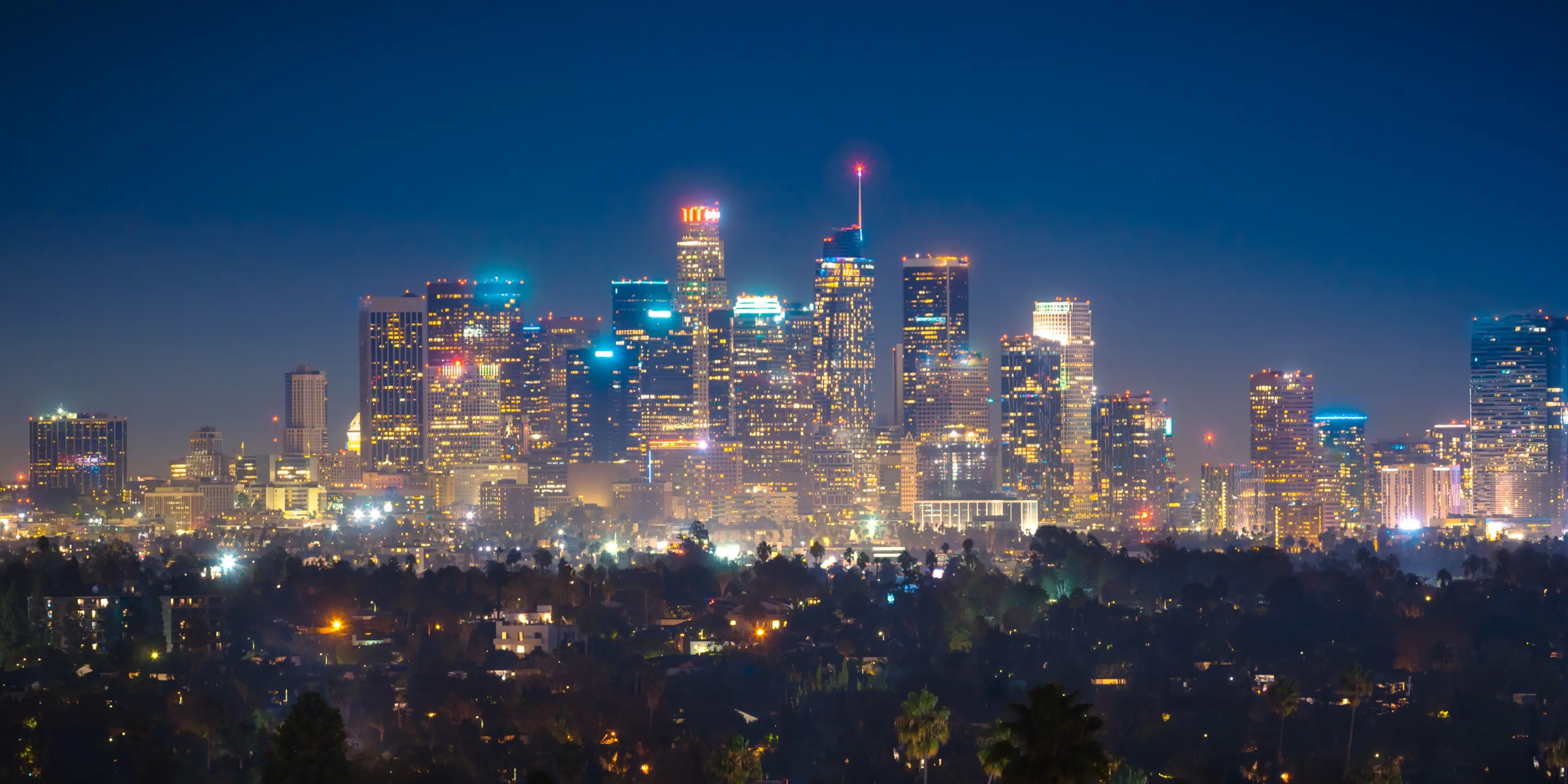 Downtown Los Angeles skyline at night